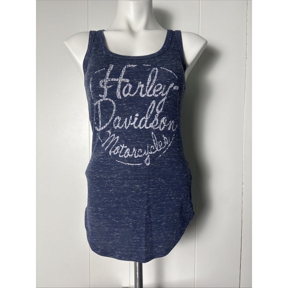 Harley Davidson Womens Blue Tank Top Sz Medium Made in USA